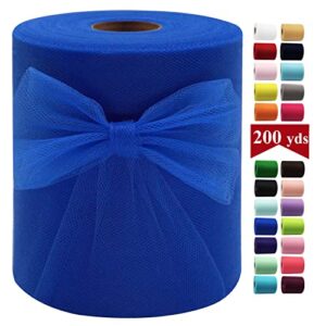 royal blue tulle fabric rolls 6 inch by 200 yards (600 feet) fabric spool tulle ribbon for diy royal blue tutu bow baby shower birthday party wedding decorations craft supplies