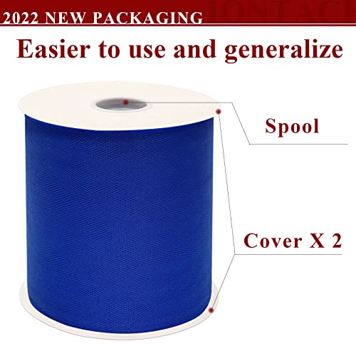 Royal Blue Tulle Fabric Rolls 6 Inch by 200 Yards (600 feet) Fabric Spool Tulle Ribbon for DIY Royal Blue Tutu Bow Baby Shower Birthday Party Wedding Decorations Craft Supplies