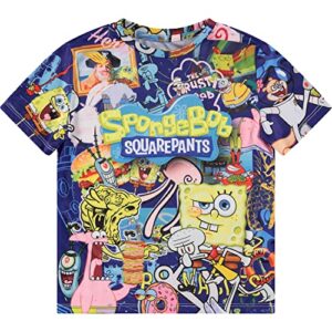 spongebob squarepants boys shirt - spongebob tee - spongebob sublimated allover t-shirt (white, 14/16)