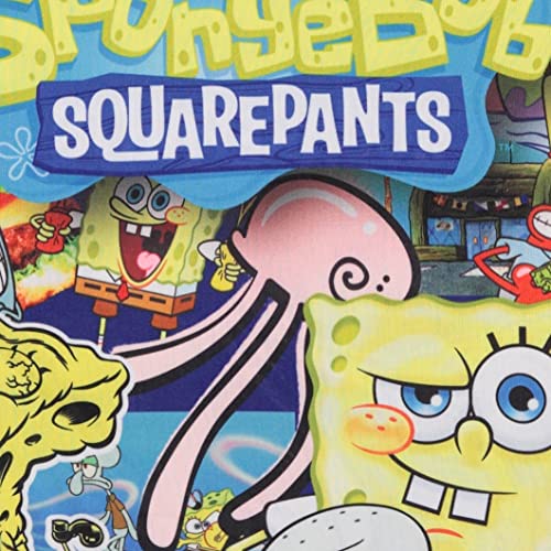 SpongeBob SquarePants Boys Shirt - Spongebob Tee - Spongebob Sublimated Allover T-Shirt (White, 14/16)