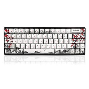 JSJT Custom Keycap-Keycaps 65 Percent Suitable for GK68/RK68 Mechanical Keyboards 68 White Key Set Japanese Keycaps OEM Profile PBT Keycaps with Keycap Puller (Plum Blossom Keycaps)