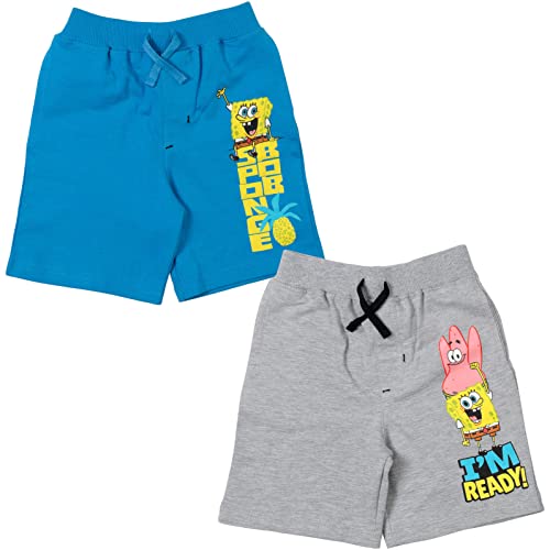 SpongeBob SquarePants Patrick Toddler Boys French Terry 2 Pack Shorts Blue/White 3T