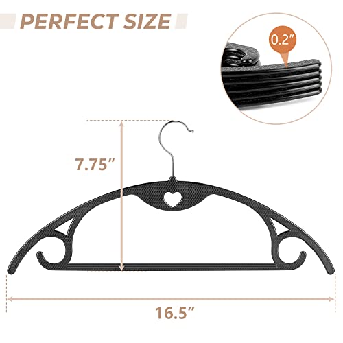 Plastic Hangers - Black Clothes Hangers No Shoulder Bumps & 360°Swivel Hook Thin Hangers Space Saving for Closet, Heavy Duty Adult Coat Hangers Non Slip Fit for Suits Pants Overcoats - 30 Pack