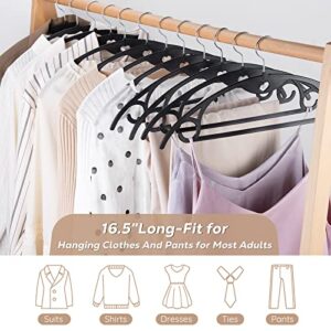 Plastic Hangers - Black Clothes Hangers No Shoulder Bumps & 360°Swivel Hook Thin Hangers Space Saving for Closet, Heavy Duty Adult Coat Hangers Non Slip Fit for Suits Pants Overcoats - 30 Pack