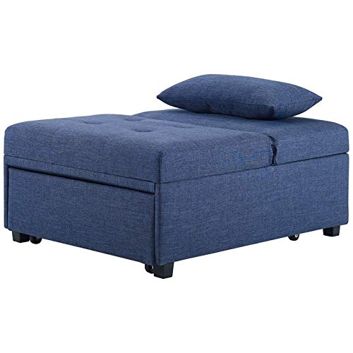 Pemberly Row Transitional Upholstered Convertible Sofa Bed in Blue