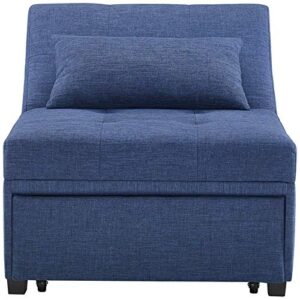 Pemberly Row Transitional Upholstered Convertible Sofa Bed in Blue