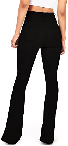 AMRSPENG Women's Black Bell Bottom Jeans for Women Flare Jeans High Waist Bootcut Jeans for Women Stretch Bell Bottom Pants,Black, Size 12