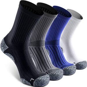 sitoisbe cushioned compression unisex mid-crew socks 4-pack, x-large, black gray blue white