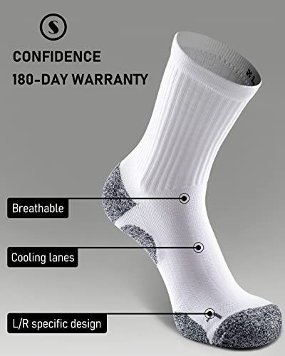 SITOISBE Cushioned Compression Unisex Mid-crew Socks 4-Pack, X-Large, Black Gray Blue White