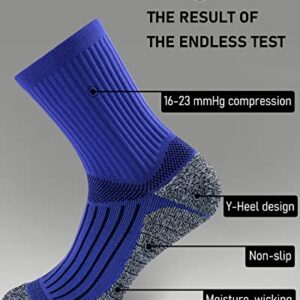 SITOISBE Cushioned Compression Unisex Mid-crew Socks 4-Pack, X-Large, Black Gray Blue White