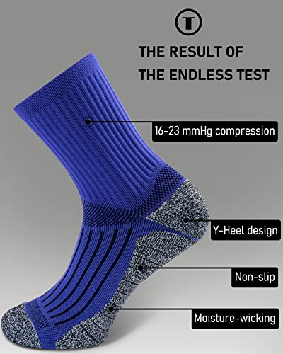 SITOISBE Cushioned Compression Unisex Mid-crew Socks 4-Pack, X-Large, Black Gray Blue White