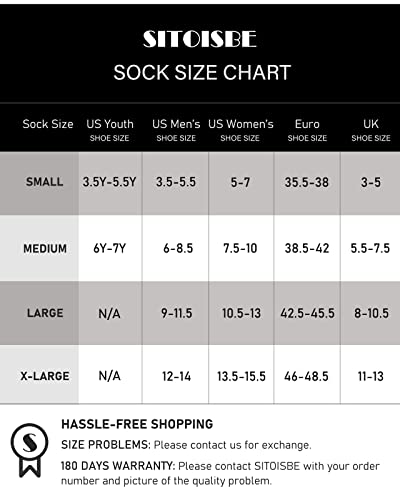 SITOISBE Cushioned Compression Unisex Mid-crew Socks 4-Pack, X-Large, Black Gray Blue White