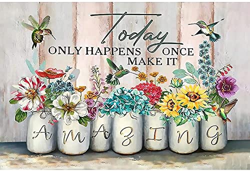 Inspirational Flower Paint by Numbers for Adults Beginner DIY Arts and Crafts Paintwork with Paintbrushes Canvas Oil Painting Wall Decor 16X20 inch