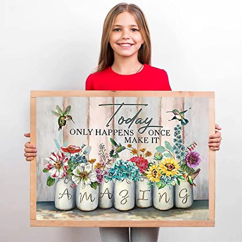 Inspirational Flower Paint by Numbers for Adults Beginner DIY Arts and Crafts Paintwork with Paintbrushes Canvas Oil Painting Wall Decor 16X20 inch