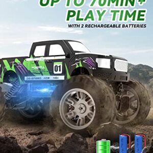 DEERC DE44 Remote Control Monster Truck with Fog Mist, Dual Motors Off Road RC Car, 4WD Rock Crawler with LED Lights, Spray Water Mist, 70+ Min Play, Toy Vehicle for Boys Girls and Adults