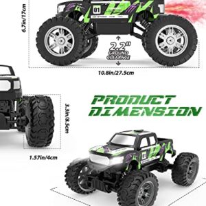 DEERC DE44 Remote Control Monster Truck with Fog Mist, Dual Motors Off Road RC Car, 4WD Rock Crawler with LED Lights, Spray Water Mist, 70+ Min Play, Toy Vehicle for Boys Girls and Adults