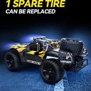 DEERC 9201E 1:10 Large Remote Control Truck with Lights, Fast Short Course RC Car, 48 km/h 4x4 Off-Road Hobby Grade Toy Monster Crawler Electric Vehicle with 2 Rechargeable Batteries for Adult Kid Boy