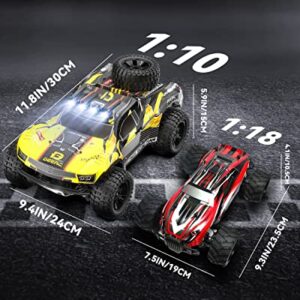 DEERC 9201E 1:10 Large Remote Control Truck with Lights, Fast Short Course RC Car, 48 km/h 4x4 Off-Road Hobby Grade Toy Monster Crawler Electric Vehicle with 2 Rechargeable Batteries for Adult Kid Boy