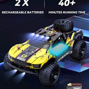 DEERC 9201E 1:10 Large Remote Control Truck with Lights, Fast Short Course RC Car, 48 km/h 4x4 Off-Road Hobby Grade Toy Monster Crawler Electric Vehicle with 2 Rechargeable Batteries for Adult Kid Boy