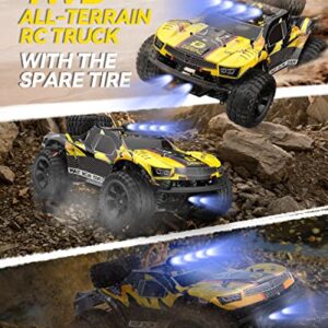 DEERC 9201E 1:10 Large Remote Control Truck with Lights, Fast Short Course RC Car, 48 km/h 4x4 Off-Road Hobby Grade Toy Monster Crawler Electric Vehicle with 2 Rechargeable Batteries for Adult Kid Boy