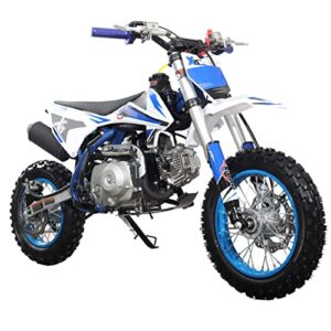 X-PRO X15 110cc Dirt Bike with Semi-Automatic Transmission, Kick Start,12"/10" Wheels! (Factory Package, Blue)