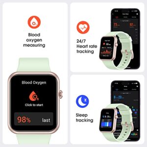 Pautios Smart Watch, Swimming Waterproof Fitness Tracker with Heart Rate, SpO2 and Sleep Monitor, 44mm Fitness Watch for Women Men, Step Counter, Smartwatch Compatible with iOS Android Phones