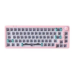 gk gamakay lk67 65% rgb modular diy mechanical keyboard, 67 keys hot swappable 3pin/5pin switch, programmable triple mode bluetooth 5.0/usb-c wired/2.4ghz wireless customized keyboard kit (pink)
