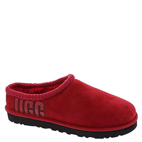 UGG Men's Tasman Graphic Outline Slipper, Black/Samba RED, 12