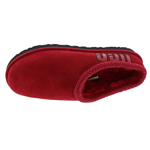 UGG Men's Tasman Graphic Outline Slipper, Black/Samba RED, 12