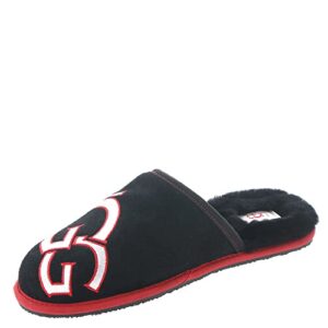 ugg men's scuff logo ii slipper, black/samba red, 15