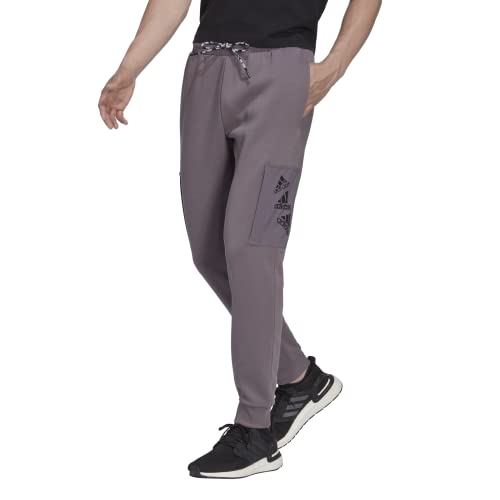 adidas Men's Essentials Brandlove Fleece Pants, Trace Grey/Black, XX-Large