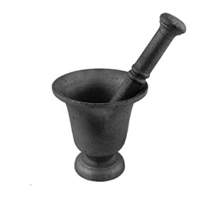 soul sticks cast iron mortar and pestle cauldron 4.5" with handles and holder for grinding herbs spices sage resins and wood for smudging