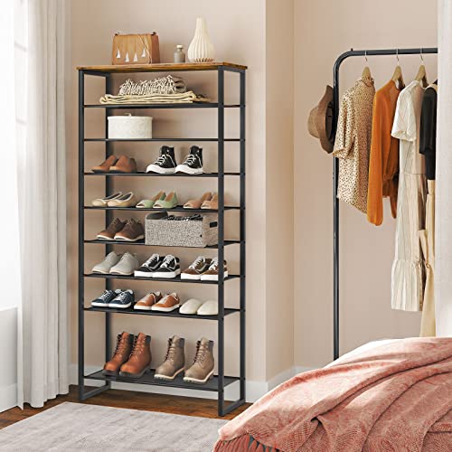 HOOBRO 10-Tier Shoe Rack, Large Capacity Shoe Organizer Shelf, Shoe Storage Unit for 27-36 Pairs of Shoes, for Entryway, Hallway, Closet, Dorm Room, Industrial, Rustic Brown BF107XJ01