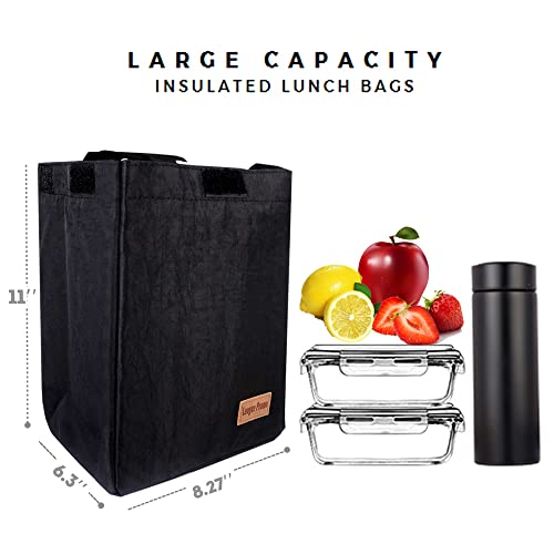 Lunch Bag for Men&Women Insulated Lunch Box for Work Large Waterproof Lunch Tote Bag Reusable Adult Lunch Bags(Black)