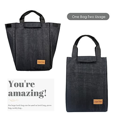 Lunch Bag for Men&Women Insulated Lunch Box for Work Large Waterproof Lunch Tote Bag Reusable Adult Lunch Bags(Black)