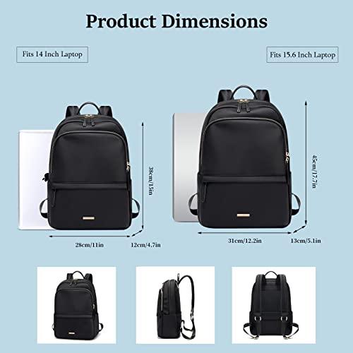 GOLF SUPAGS Laptop Backpack for Women Slim Computer Bag Work Travel College Backpack Purse Fits 14 Inch Notebook (Black)