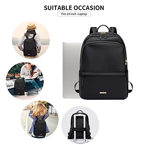 GOLF SUPAGS Laptop Backpack for Women Slim Computer Bag Work Travel College Backpack Purse Fits 14 Inch Notebook (Black)