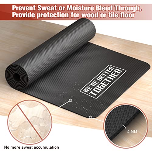 Bike Mat for Peloton Bike or Tread, COOLWUFAN Carpet Protection Exercise Thick Mats for Treadmill & Stationary Bike, Bike Mat, Exercise Mat for Indoor Cycling, Yoga Mat, Accessories for Peloton