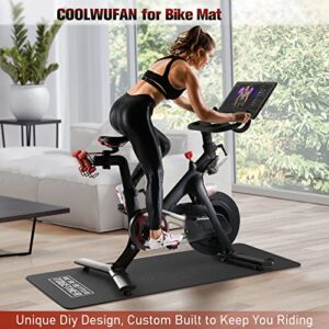 Bike Mat for Peloton Bike or Tread, COOLWUFAN Carpet Protection Exercise Thick Mats for Treadmill & Stationary Bike, Bike Mat, Exercise Mat for Indoor Cycling, Yoga Mat, Accessories for Peloton