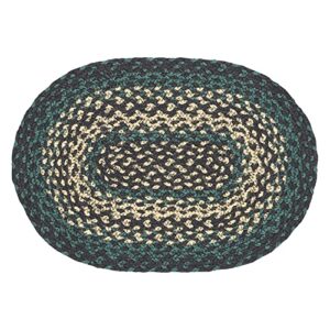 vhc brands pine grove, dining table placemat, braided jute, oval, green, 10x16