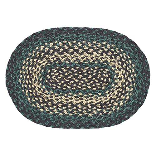 VHC Brands Pine Grove, Dining Table Placemat, Braided Jute, Oval, Green, 10x16