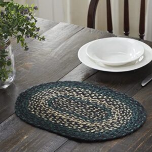 VHC Brands Pine Grove, Dining Table Placemat, Braided Jute, Oval, Green, 10x16