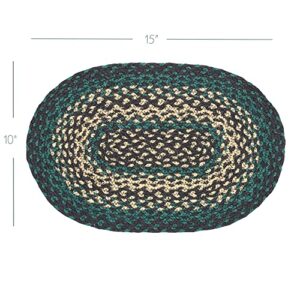 VHC Brands Pine Grove, Dining Table Placemat, Braided Jute, Oval, Green, 10x16