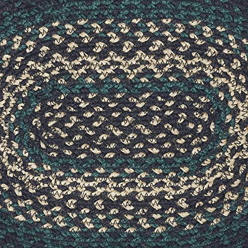 VHC Brands Pine Grove, Dining Table Placemat, Braided Jute, Oval, Green, 10x16