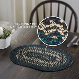 VHC Brands Pine Grove, Dining Table Placemat, Braided Jute, Oval, Green, 10x16