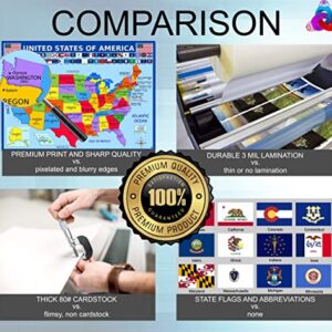 World Map, United States Map, and Solar System Poster with Extra Features – Laminated 14x19.5 in – Educational Posters, Classroom Decorations, Teachers Supplies, Virtual Learning for Kids, Homeschool Decor