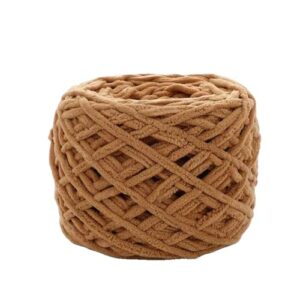 chenille yarn velvet blanket yarn jumbo gauge, 110 yard soft warm hand knitting yarn crochet thread for clothing hat scarf blanket slippers (khaki)