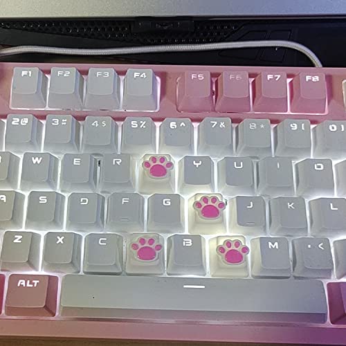 YupYay 4 Pack Custom OEM R4 Keycaps PBT Mechanical Keyboard Keycaps Cute Cat Paw Key Cap Kawaii Gaming Keycaps for Mechanical Keyboard with Keycap Puller (White Base)