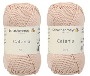 [ set of 2 skeins ] smc catania originals 100% mercerized cotton yarn, total 3.52 oz. each 1.76 oz (50g) / 136 yrds (125 m) amigurumi yarn fine-sport 2 (263 soft apricot)