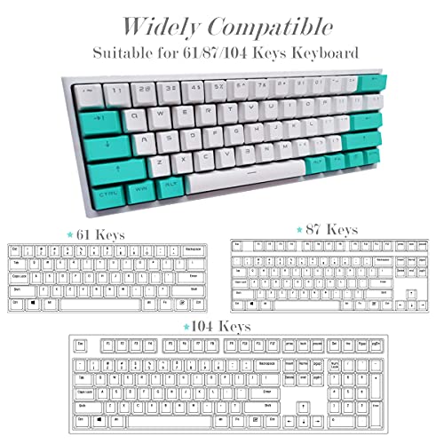 XVX PBT Keycaps - Keycaps 60 Percent, Suitable for GK61/RK61/Anne/Ducky/DK61 Mechanical Keyboard, Double Shot Backlit OEM Profile PBT Keycaps Set, with keycap Pulle (OEM Profile, Tiffany Color)